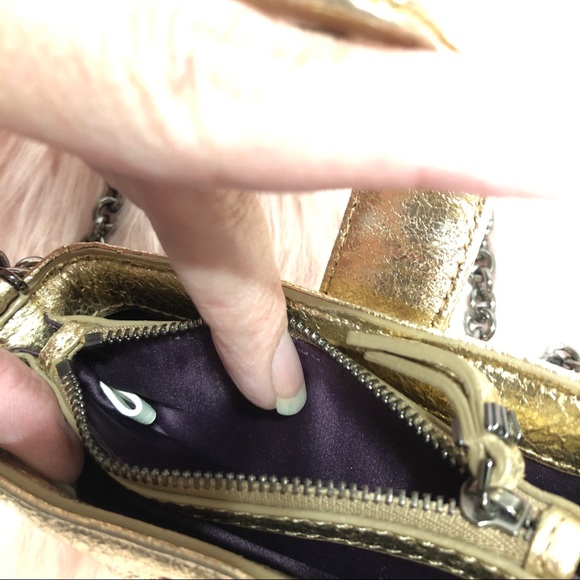 Henri Bindel Gold Leather Mini Crossbody - Picture 12 of 13